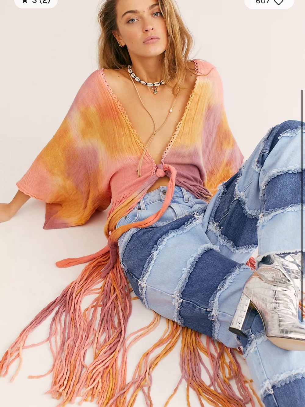 Jen's Pirate Booty Tie-Dye Fringe Swim Coverup in Pink, Orange, Yellow